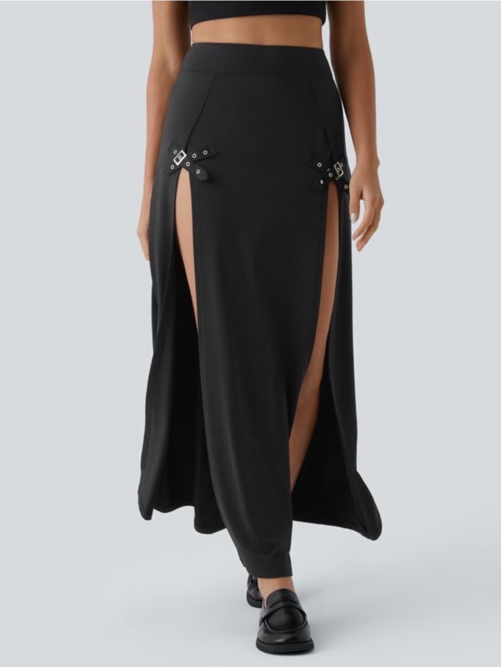 HALARA High Waisted Decorative Buckle 2-in-1 Maxi Casual Skirt size M NWT Women